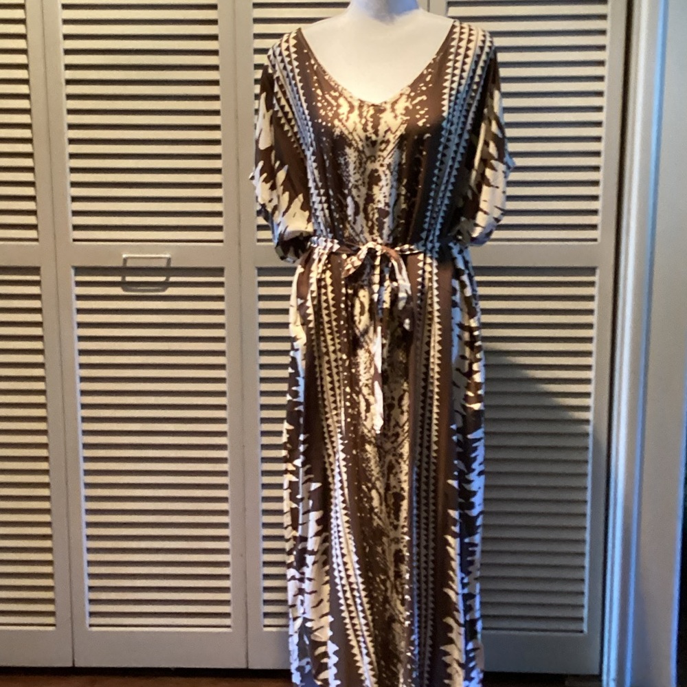 Chic Brown and Cream Maxi Dress-NWT